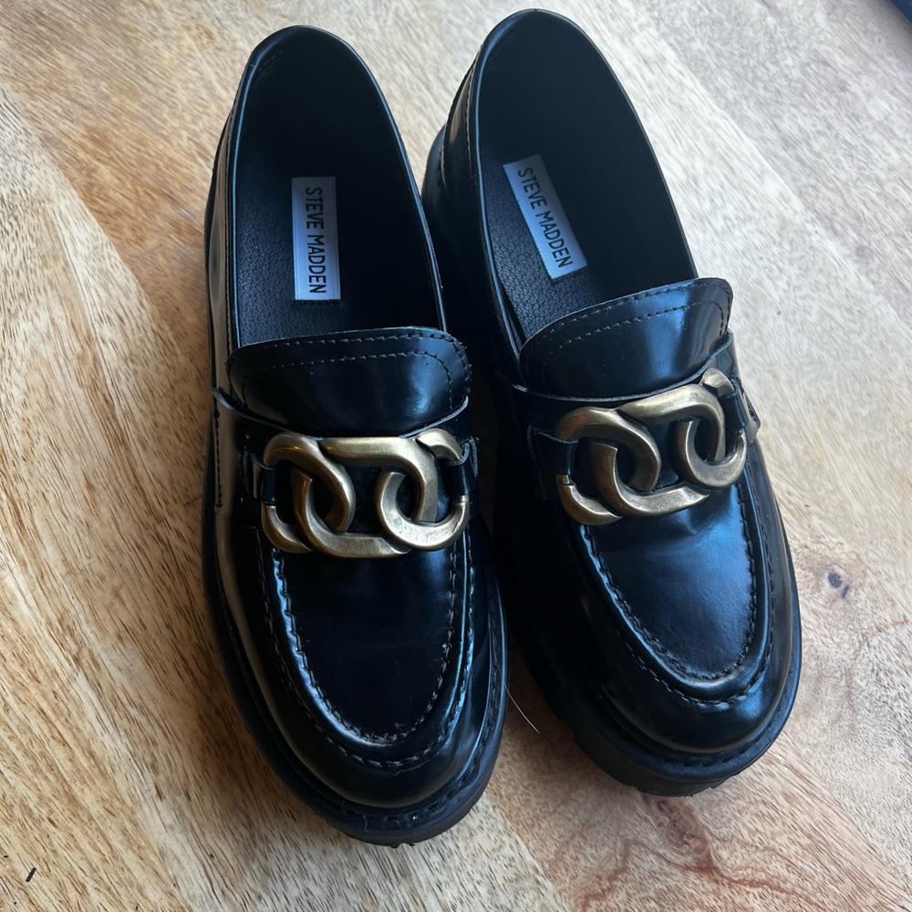 Steve Madden Black leather Rover loafers
